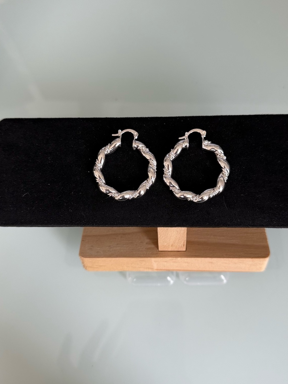 925 Silver Twisted Rope Hoop Earrings - Women Jewelry